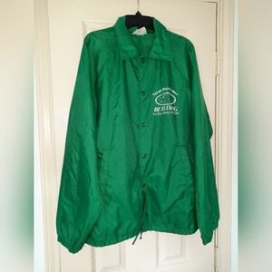 VINTAGE GREEN WINDBREAKER FALL COLLEGE FOOTBALL RAIN EMO INDIE DADCORE
